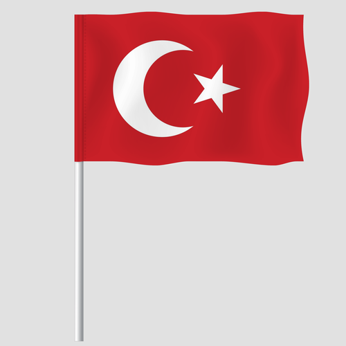 Флаг (флажок) Турции на палочке / 15x22 см. / 5 штук