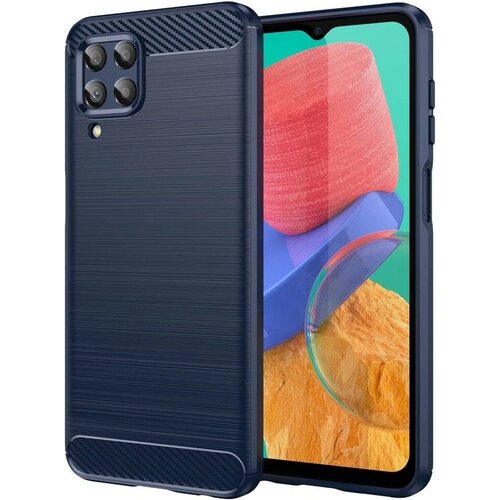 Накладка силиконовая для Samsung Galaxy M33 5G M336 карбон сталь синяя