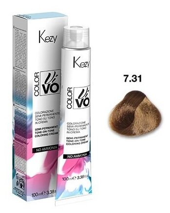 Краска для волос Kezy KEZY Color Vivo Полуперманентная безаммиачная крем-краска для волос "тон в тон" 100мл 100мл, Цвет 7-31 Блондин Саванна