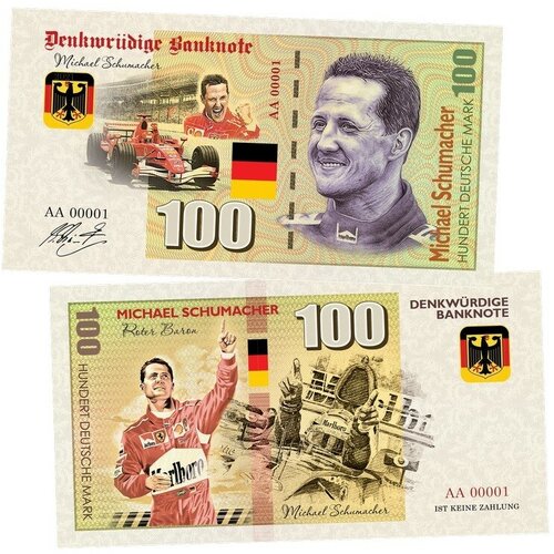100 марок (Deutsche mark) — Германия. Михаэль Шумахер(Michael Schumacher). Памятная банкнота. UNC