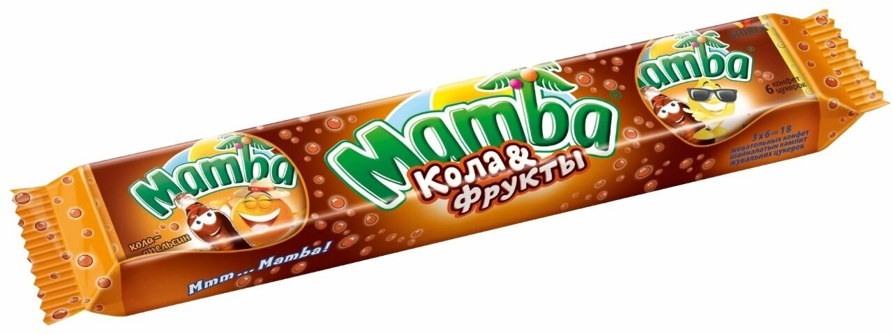 Жевательные конфеты Mamba, Кола и Фрукты, 3 шт х 79,5 г - фотография № 3