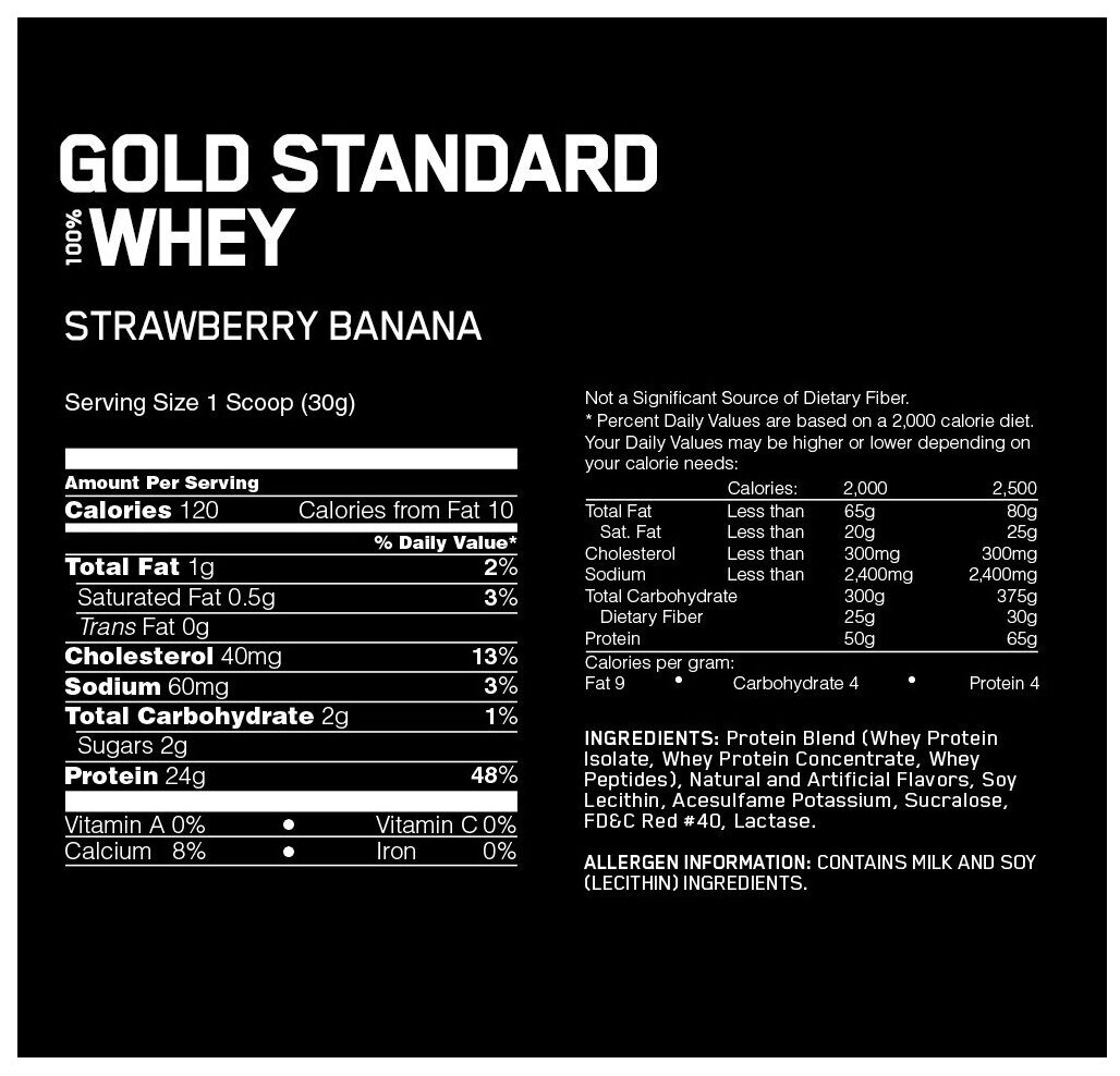 Протеины Optimum Nutrition Протеин для спорсменов Optimum Nutrition Gold Standard 100% Whey 5 lb Strawberry Banana
