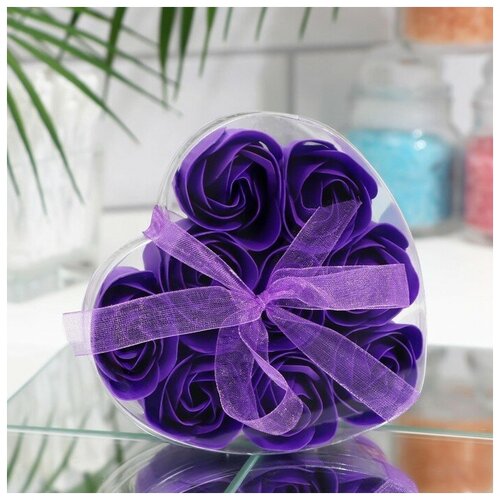 Мыльные розочки фиолетовые набор 9 шт 512₽