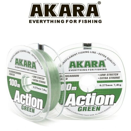 Леска Akara Action Mossgreen, диаметр 0.2 мм, тест 4.2 кг, 100 м, серо-зеленая