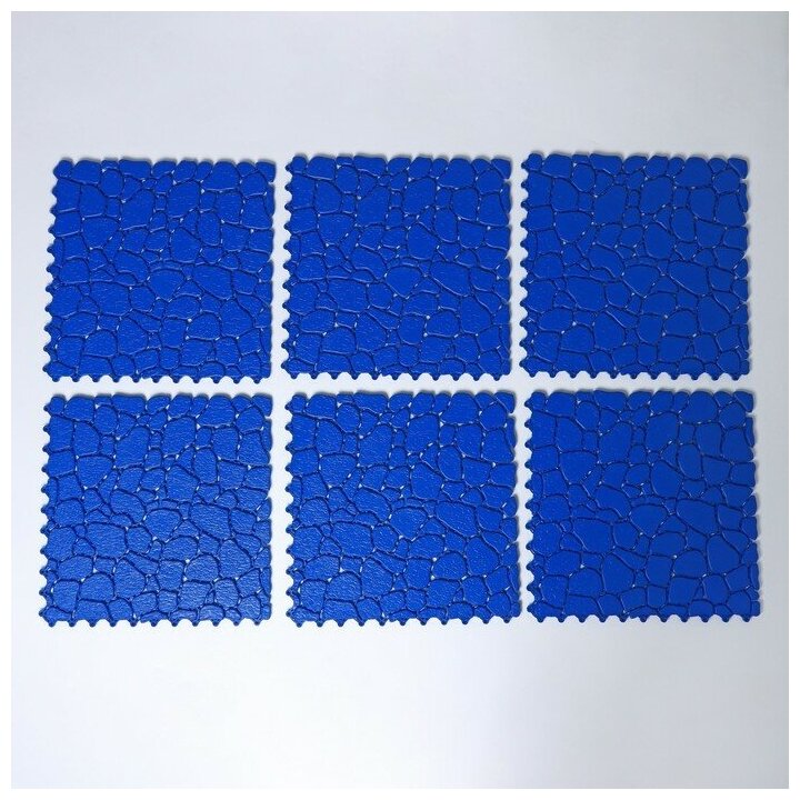 Набор напольное покрытие "AQUA STONE" цвет синий, 34х34 см 6 шт в упаковке 9515126
