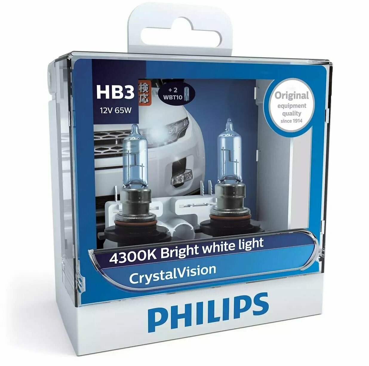 Галогенная лампа Philips HB3 (65W 12V) CrystalVision 2шт+ QR код подлинности 9005CVSM
