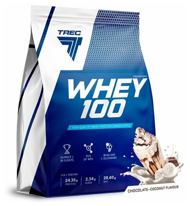 Протеин Trec Nutrition Whey 100, 2270 гр., шоколад-кокос