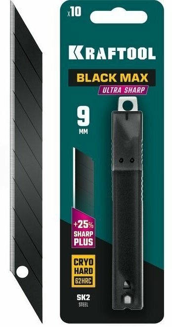 Сегментированные лезвия KRAFTOOL BLACK MAX 9 мм, 10 шт 09602-09-S10
