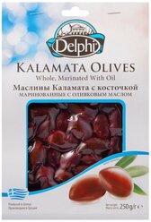 DELPHI Маслины Каламата с косточкой маринованные с оливковым маслом, 250 г