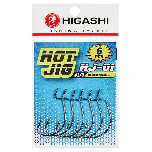 Офсетные крючки HIGASHI Hot Jig HJ-01 #3/0 Black nickel, # 0000680369 higashi крючок офсетный higashi hot jig hj 01 размер 2 0 7шт
