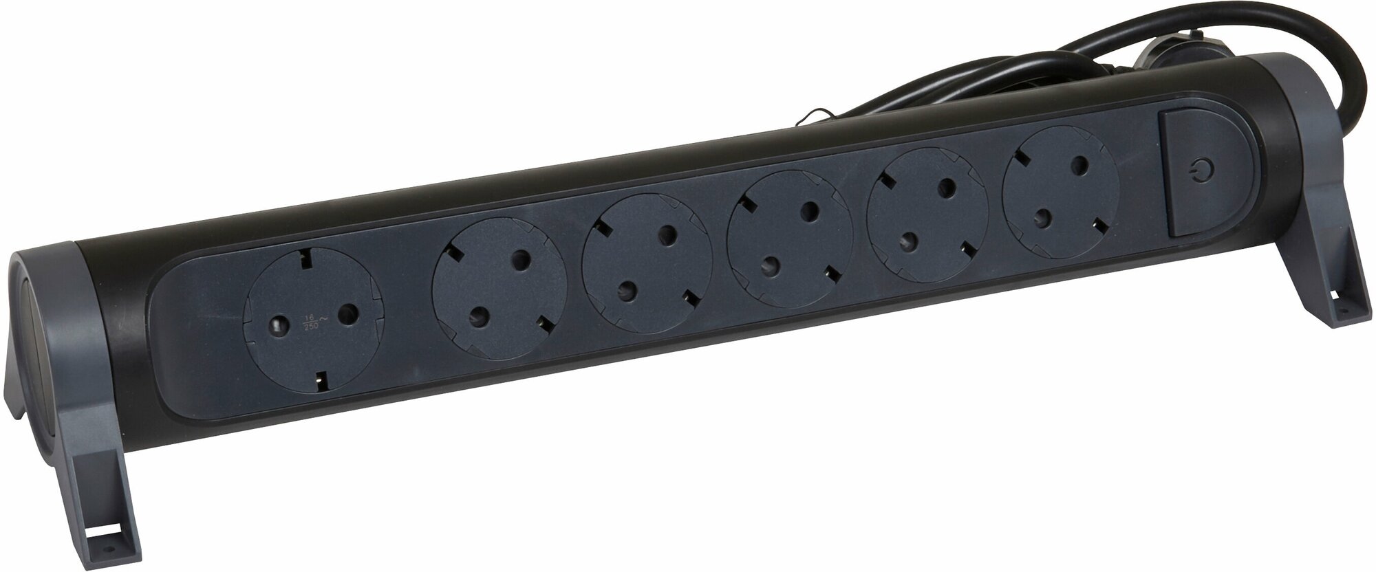 Удлинитель с заземлением Legrand 6 розеток с кабелем 3 м., с кнопкой включения и поворотным основанием, цвет: черный , арт. 694540 - фотография № 14