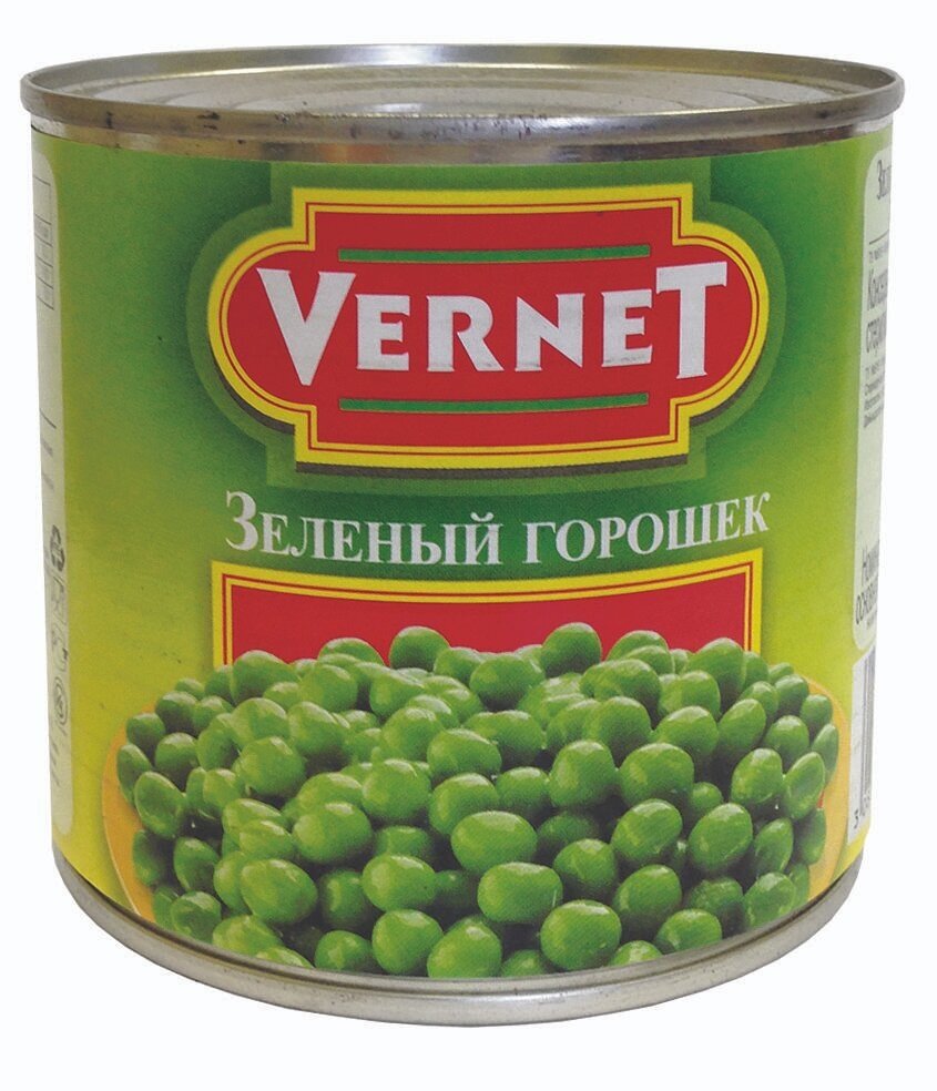 Упаковка из 12 банок Зелёный горошек Vernet 400г