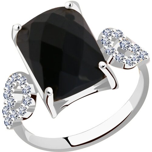 фото Кольцо из белого золота тд эстет 0рк420161-1 с фианитом и агатом, размер 17 diamant-online