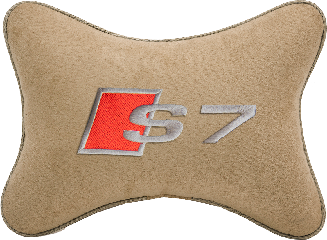 Подушка на подголовник алькантара Beige с логотипом автомобиля AUDI S7