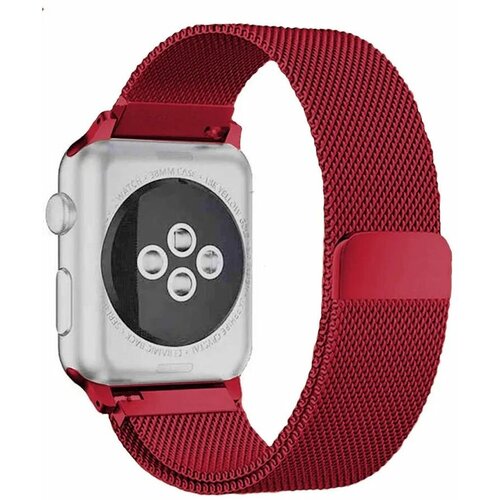 Ремешок для смарт-часов Apple Watch Series 1 2 3 4 SE 5 6 7 8 / ultra миланская петля / металический сетчатый браслет 42/44/45/49/49 мм, красный