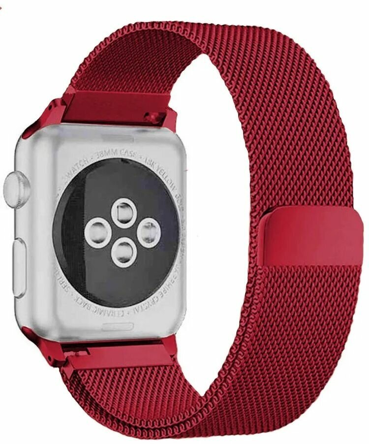 Ремешок для смарт-часов Apple Watch Series 1 2 3 4 SE 5 6 7 8 / ultra миланская петля / металический сетчатый браслет 42/44/45/49/49 мм красный