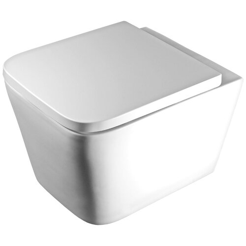 Унитаз (чаша) санитарный фарфор 505*350*345 подвесной безободковый с горизонтальным (прямым) выпуском с ультра-тонким сиденьем, MONTERNO RQ-5035