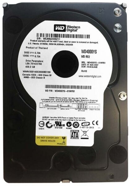 Жесткий диск Western Digital WD4000YS 400Gb SATAII 3,5" HDD