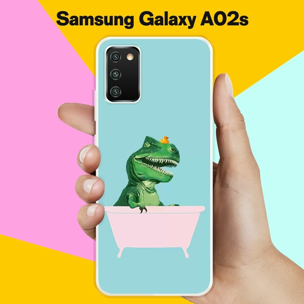 Силиконовый чехол на Samsung Galaxy A02s Динозавр и утка / для Самсунг Галакси А02с