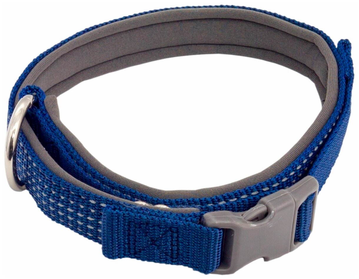 Ошейник для собак светоотражающий Каскад Premium неопреновая подкладка синий 20 мм 30 – 50 см (1 шт)