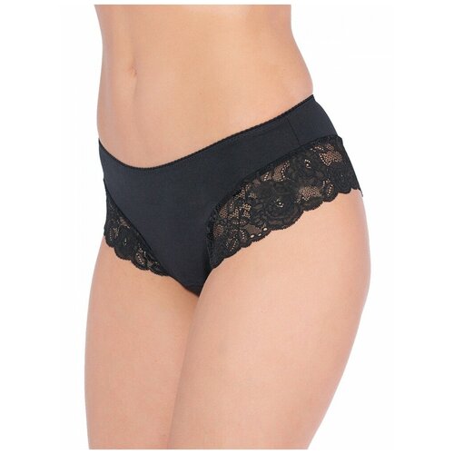 фото Sisi трусы шорты средней посадки с кружевными вставками, размер 3xl(54), nero