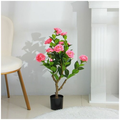 Растение искусственное Роза китайская розовая 70см