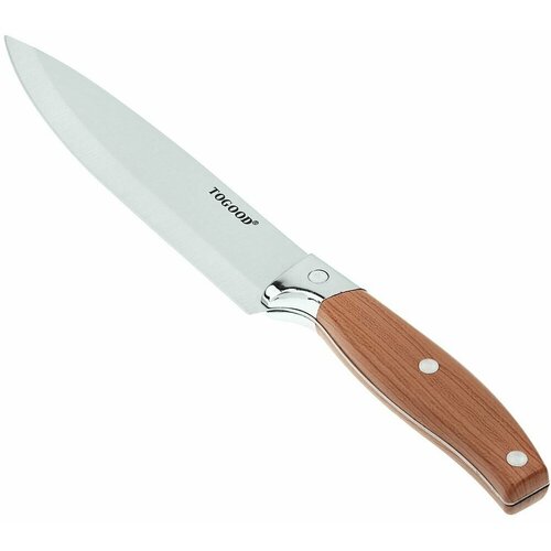 "Форест" Нож кухонный 175мм из нержавеющей стали, широкое лезвие, пластмассовая ручка под дерево, в блистере
