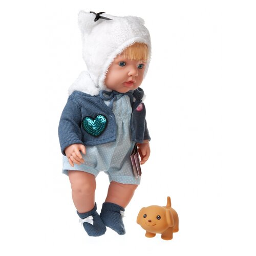 фото Пупс junfa "baby ardana", 40 см, в комбинезоне и синей курточке, с аксессуарами, в коробке (wj-c0013) junfa toys