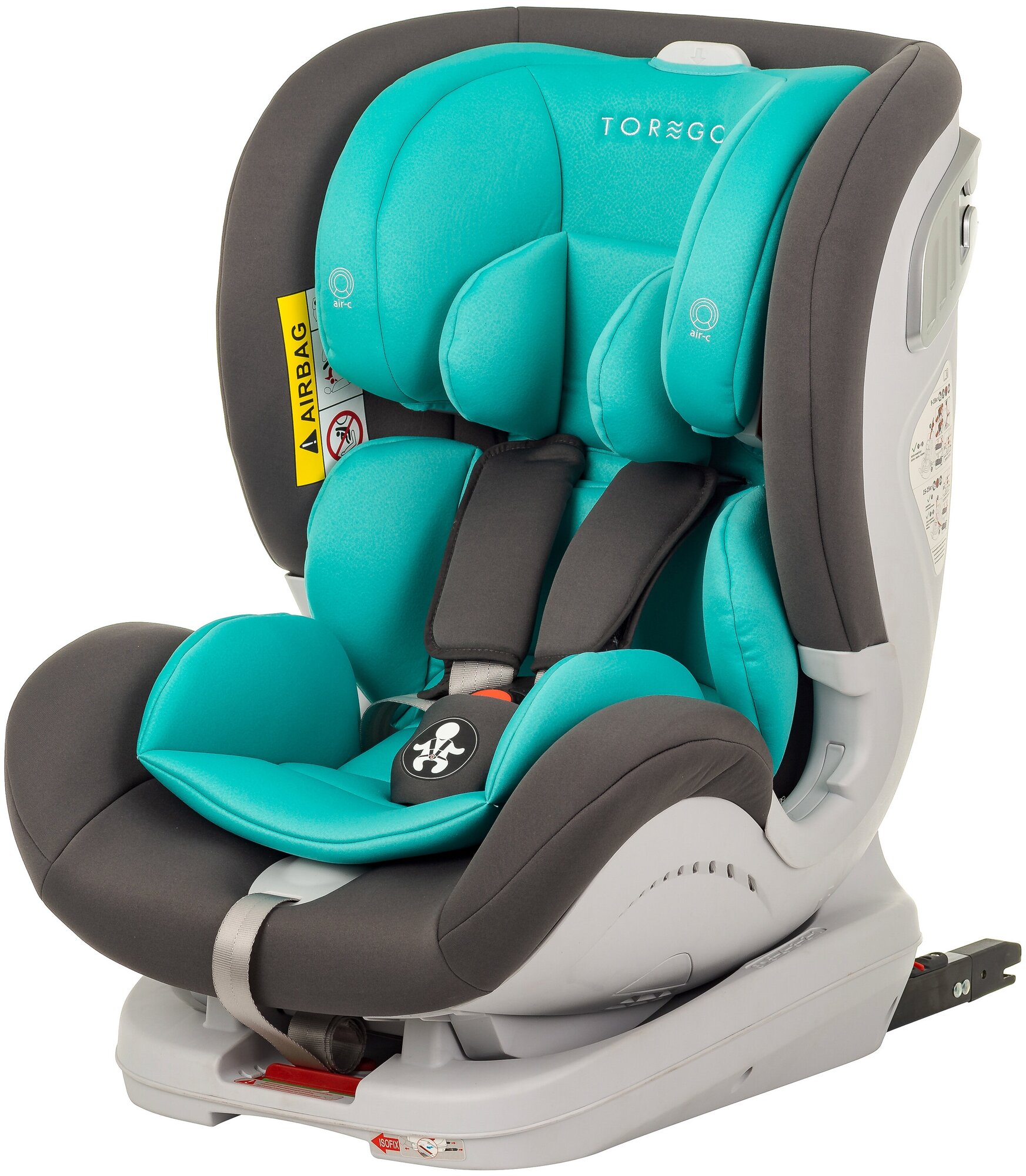 Автокресло TOREGO DRIVE ISOFIX Серый/Бирюзовый