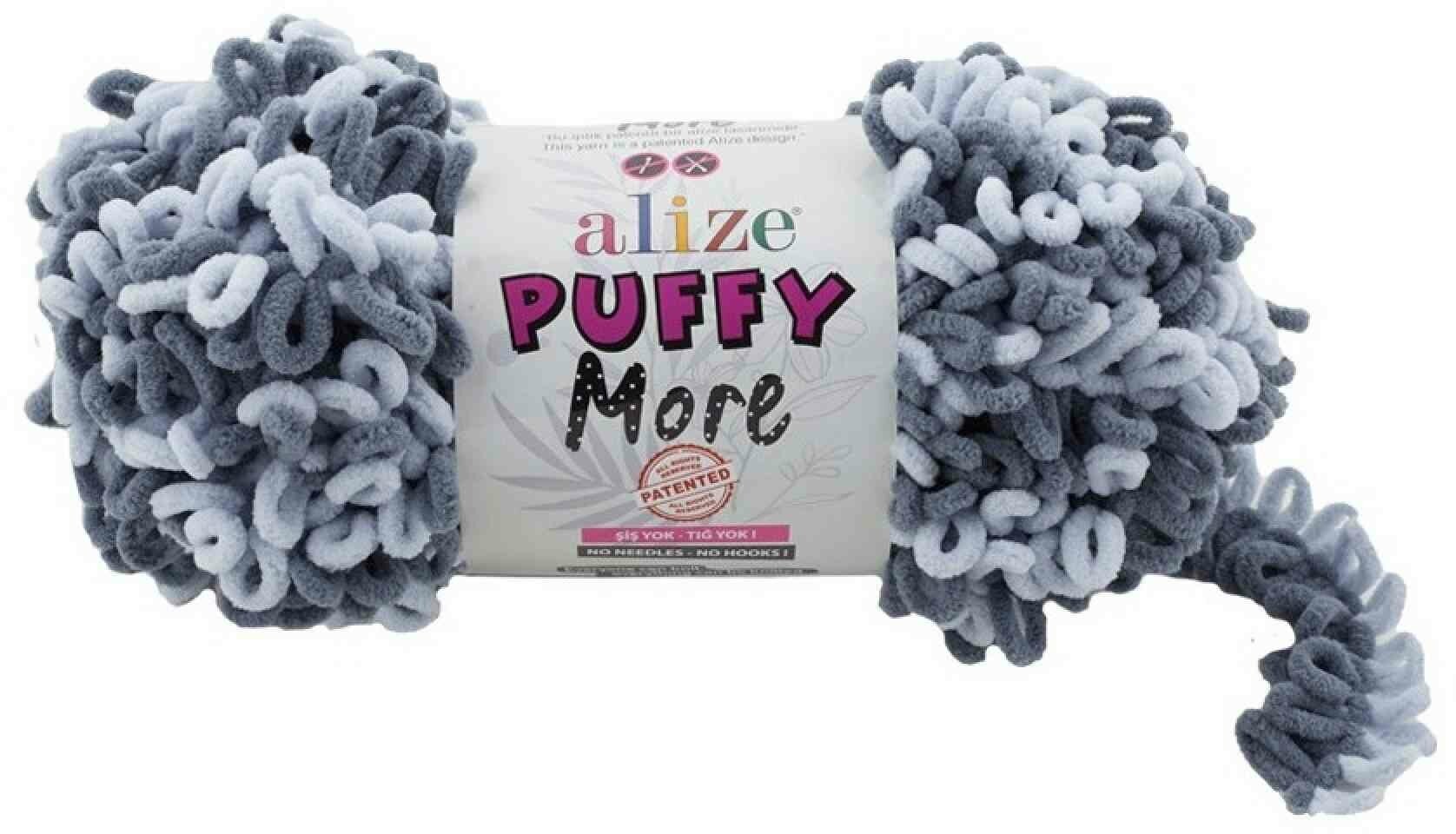 Пряжа Alize Puffy More светло-серый-серый (6265), 100%микрополиэстер, 11,5м, 150г, 1шт