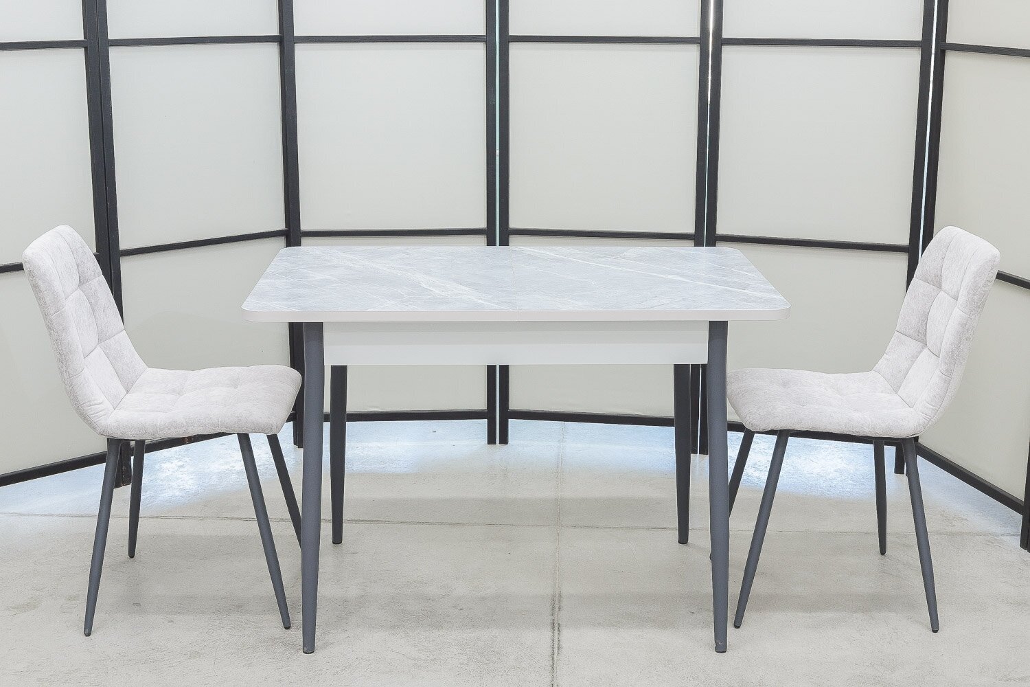 Обеденная группа Ост Дуо, стол термопластик, 110(140)х70 см, обивка стульев антивандальная, моющаяся, антикоготь, цвет светло-серый