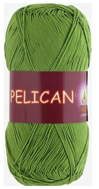 Пряжа Vita Pelican (Пеликан) 3995 молодая зелень 100% хлопок двойной мерсеризации 50г 330м 1 шт
