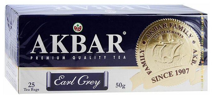 Чай черный Akbar Граф Грей с бергамотом в пакетиках с/я 2 г.* 25 пак - фотография № 1