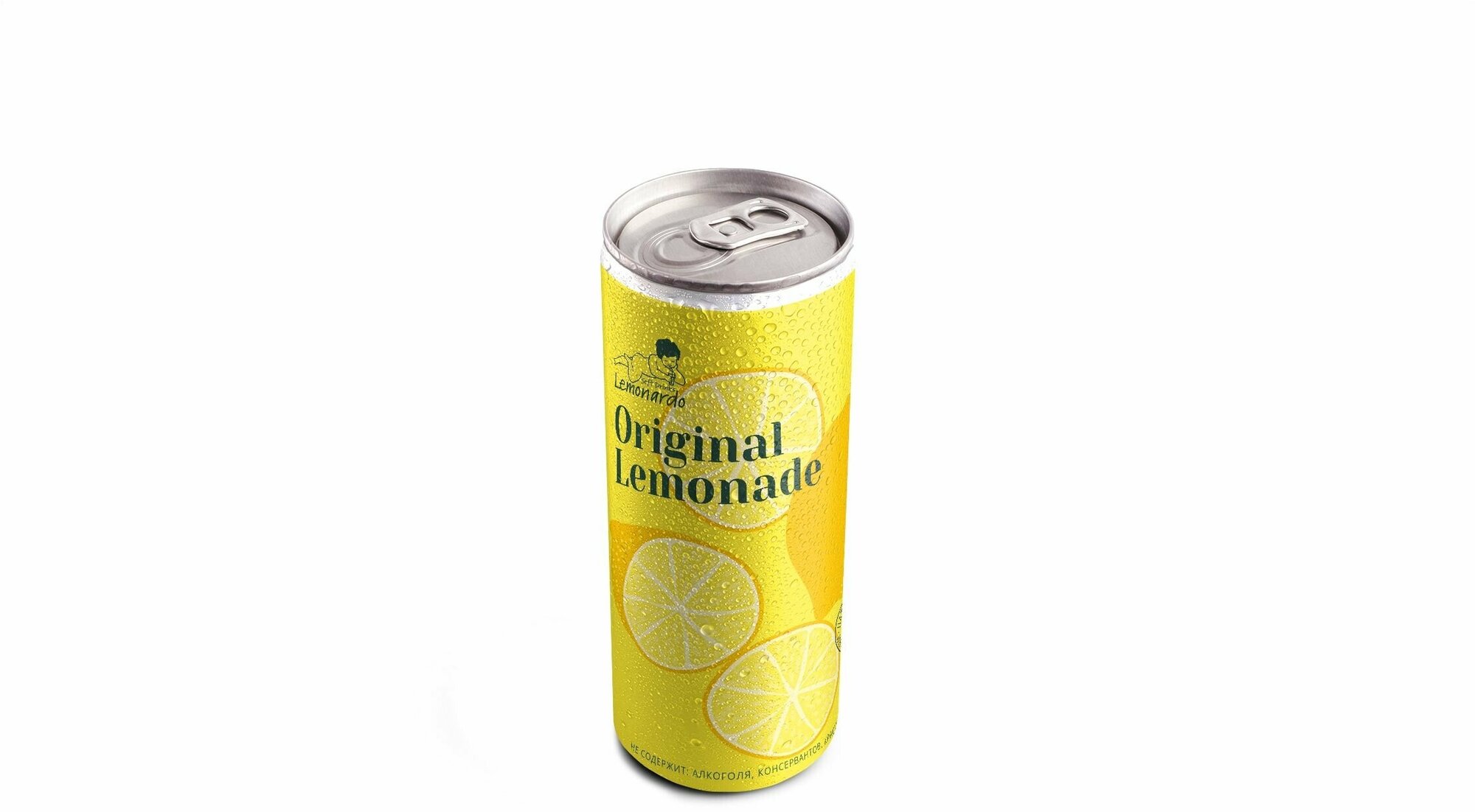 Напиток газированный Лимонад c маракуйей без сахара / Lemonardo Original Lemonade, алюминиевая банка 330мл, 6шт