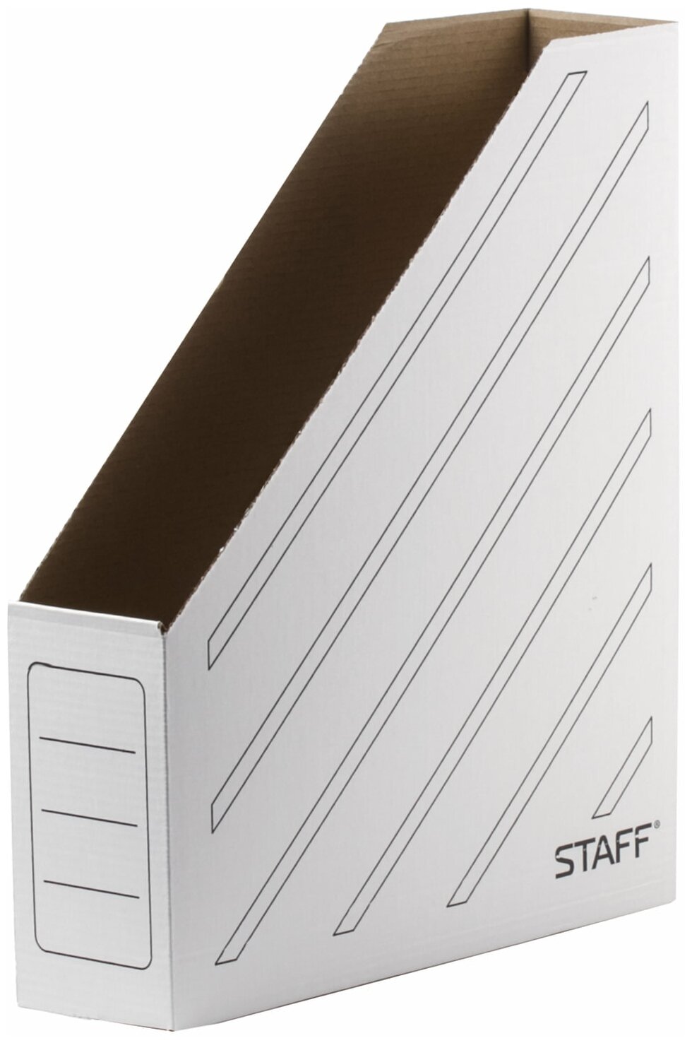 Лоток вертикальный Staff для бумаг (260х320 мм), 75 мм, до 700 листов, микрогофрокартон, белый (128881)
