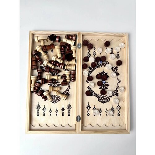 Настольная игра 3 в 1 Шахматы, шашки, нарды