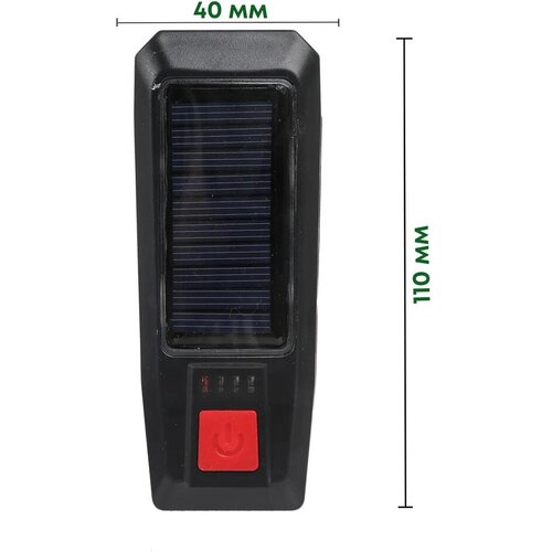 Велосипедный светодиодный фонарь на солнечной батарее, черный светильник светодиодный lamper slr bl 31 46х46х315 мм 5 вт 4000 к на солнечной батарее черный