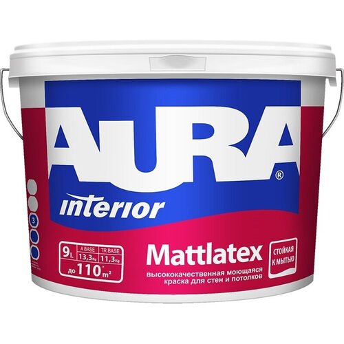 Краска акриловая Aura Interior Mattlatex влагостойкая моющаяся матовая бесцветный 9 л 9 кг краска акриловая vincent muralith f1 влагостойкая моющаяся матовая белый 9 л