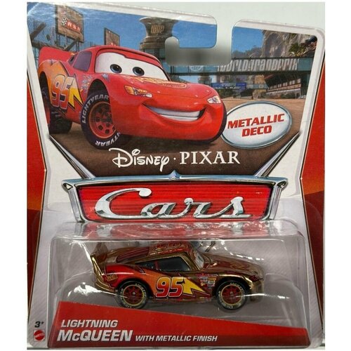 Машинка коллекционная DISNEY PIXAR Cars Mattel Герои мультфильмов Тачки LIGHTNING McQUEEN WITH METALLIC FINISH Y0471/Y9158