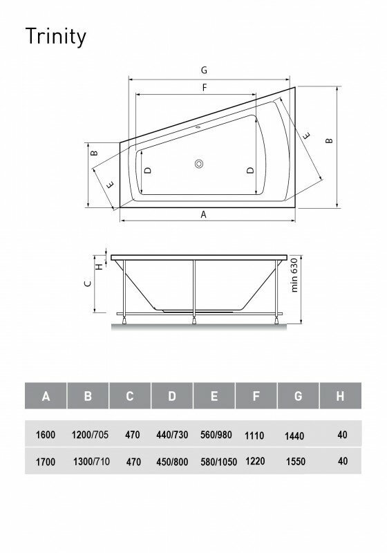Ванна акриловая Vayer Trinity L 160x120 Гл000008156 - фото №2