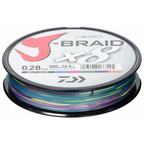 фото Леска плетеная daiwa j-braid x8 300 м (мультиколор) 0.20 mm