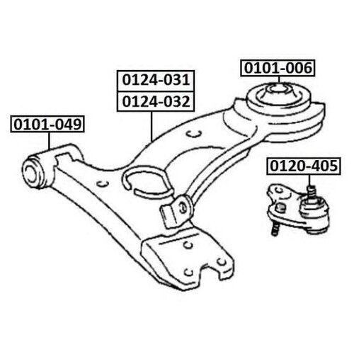 фото Сайлентблок рычага подвески asva 0101-006 для toyota caldina, corona