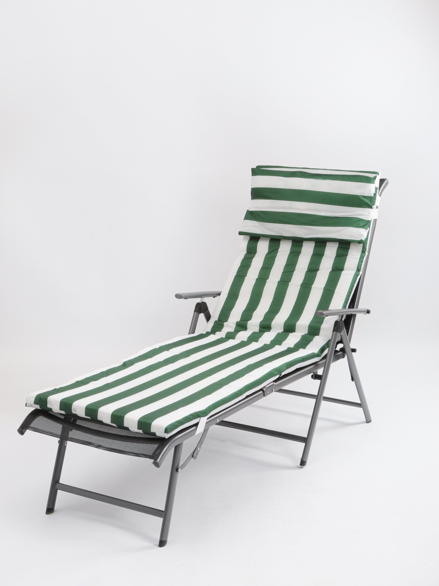 Матрас для шезлонга на лежак пляжный зеленая полоса - фотография № 1