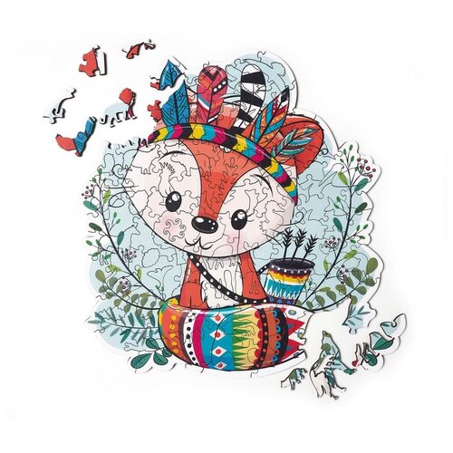 Деревянные пазлы Артвентура «Лисёнок индеец», 28х30 см