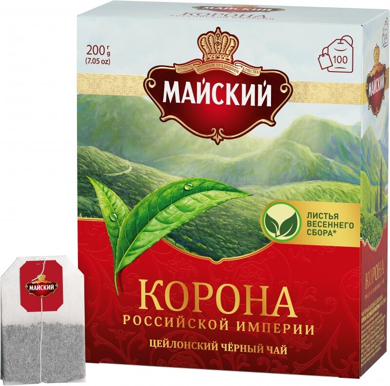 Майский Чай черный Корона Российской Империи, 100 пакетиков, 3 уп - фотография № 2