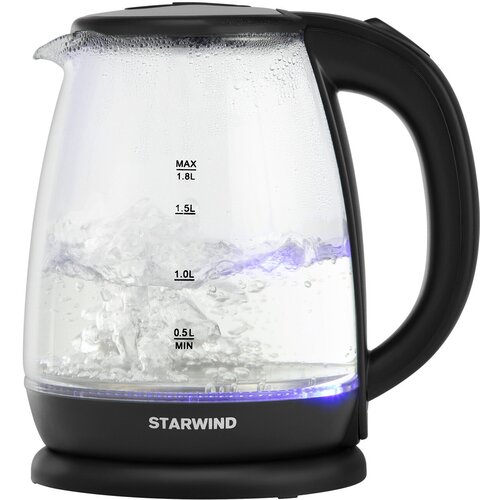 Чайник электрический Starwind SKG1055 18л 1800Вт черный корпус стекло 140600₽