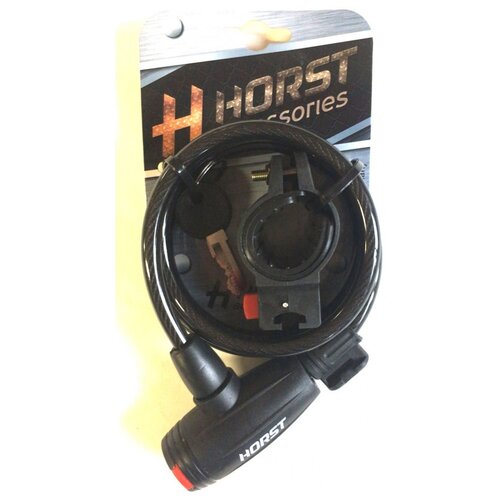 фото Замок 09-100160 вело 8х1500мм автоматический на ключе с защитой черный horst