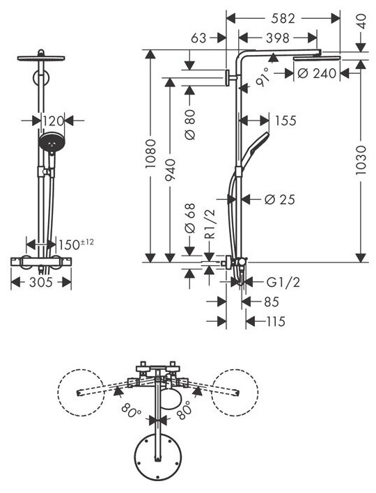 Душевая система Hansgrohe Raindance Select S 27633670