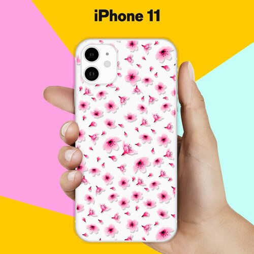 Силиконовый чехол Цветы розовые на Apple iPhone 11