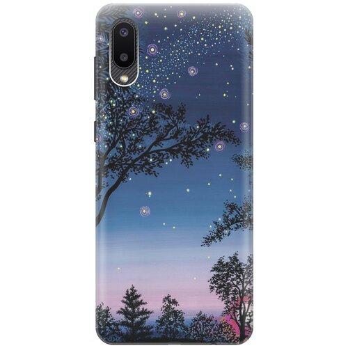 фото Силиконовый чехол на samsung galaxy a02 / самсунг а02 с принтом "деревья и звезды" gosso